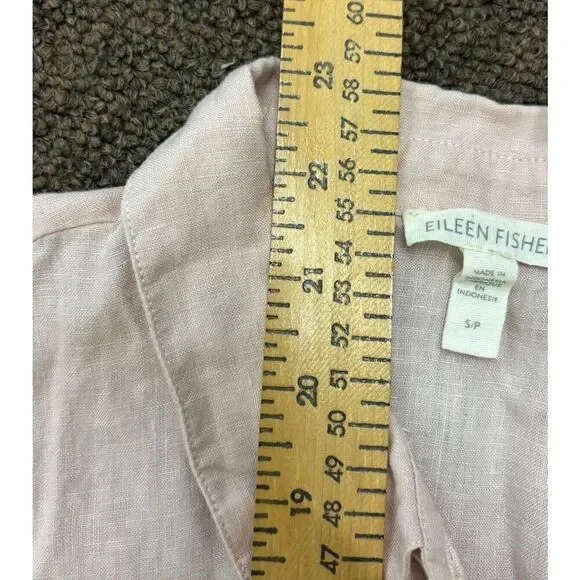 Womens Eileen Fisher Organic Linen Button Collar Top Blouse Pale Pink Small - Picture 6 of 6